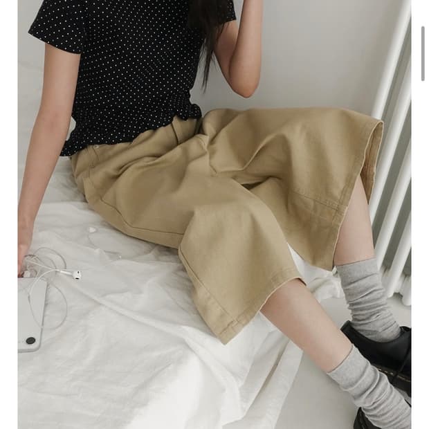 데일리쥬 썸머 비조 와이드 버뮤다 팬츠 베이지