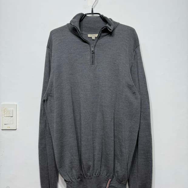 버버리 정품 반집업 메리노울 니트 하프집업 XL