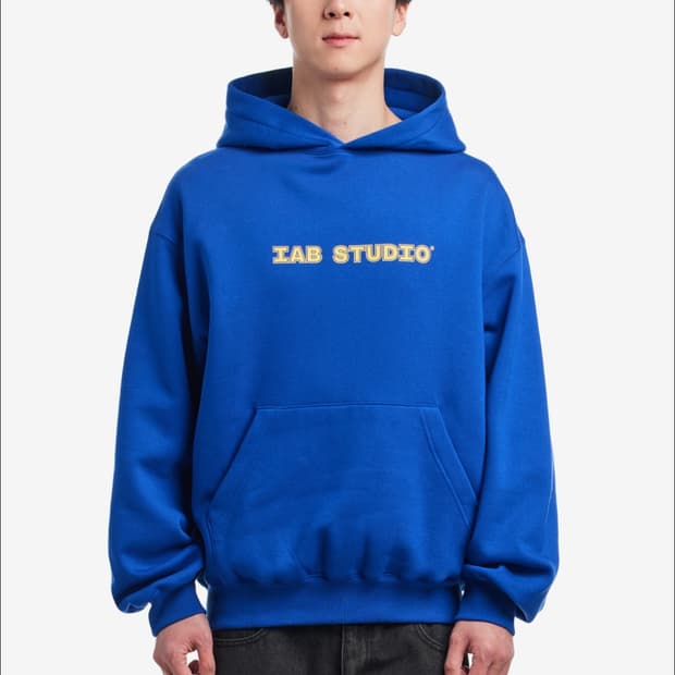 아이앱 스튜디오 아이앱 스트레이트 로고 후드 블루 L 새상품