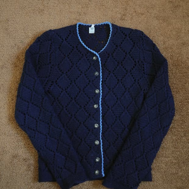 오스트리아 네이비 퓨어 울 가디건