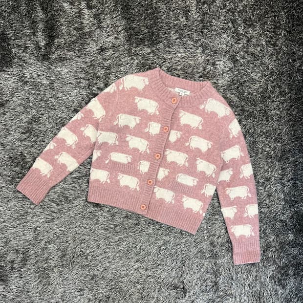 써스데이아일랜드 카우 자카드 울 가디건 85-160(S)