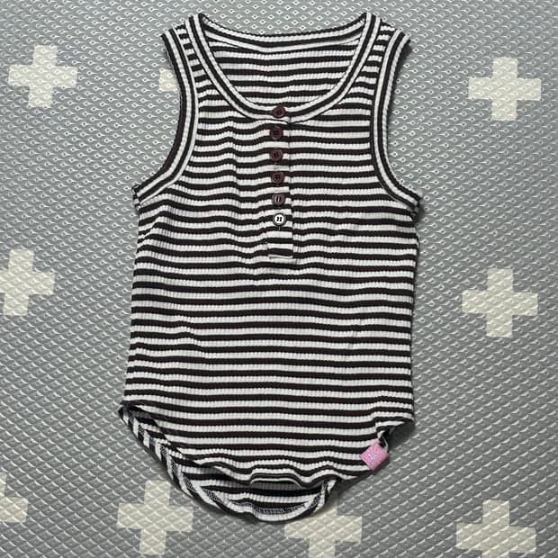 플리즈노팔로우 스트라이프 홀터 슬리브리스 나시 탑