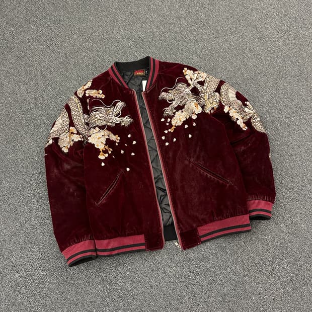 M) 재패니즈 벨루어 스카쟌 자켓 버건디 ONI DENIM