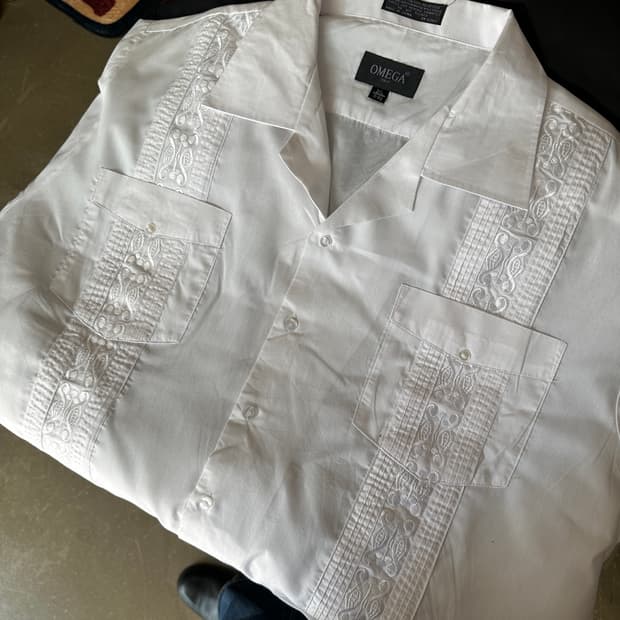 OMEGA Italy Guayabera 반팔 쿠바 셔츠