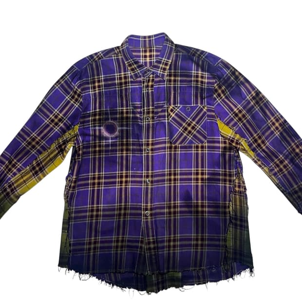 [OS] 빈티지 아카이브 폴른 엔젤 컷 아웃 체크 셔츠