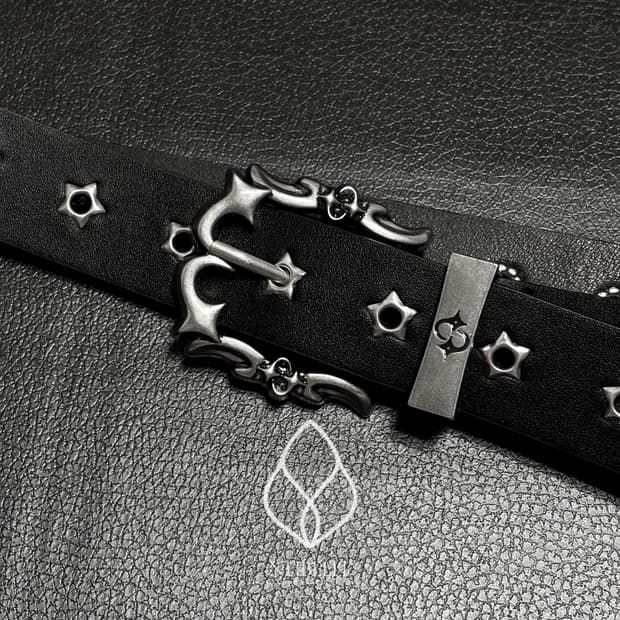 🌗 Chrome buckle belt / 크롬 버클 스터드 웨스턴 벨트