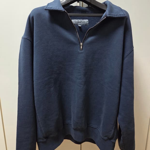 (4) 브라운야드 25FW 워시드 스웻 하프집업  네이비  새상품