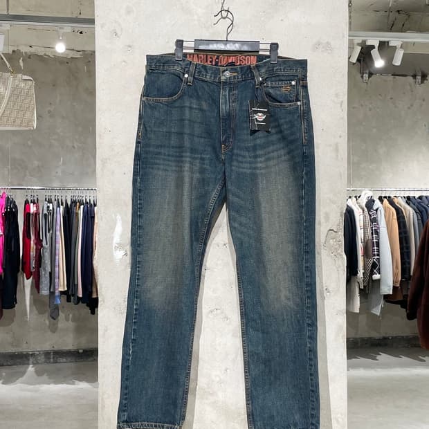 할리 데이비슨 진청 스트레이트 워싱 데님 팬츠