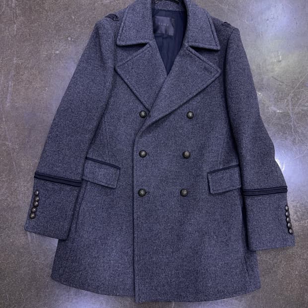 타임옴므 더블 블레스트 견장 울 코트 그레이 105