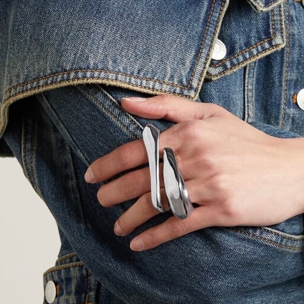 알렉산더 맥퀸 쓰리핑거 비대칭 실버 링