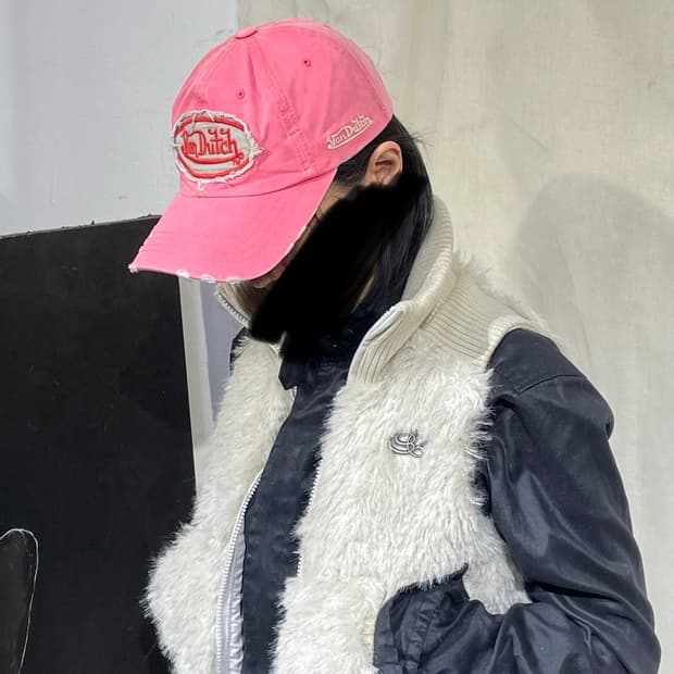 본더치 y2k 핑크 볼캡 모자