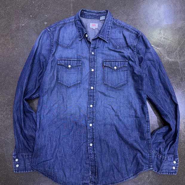 리바이스 빈티지 워싱 웨스턴셔츠 청남방 데님셔츠 인디고 M