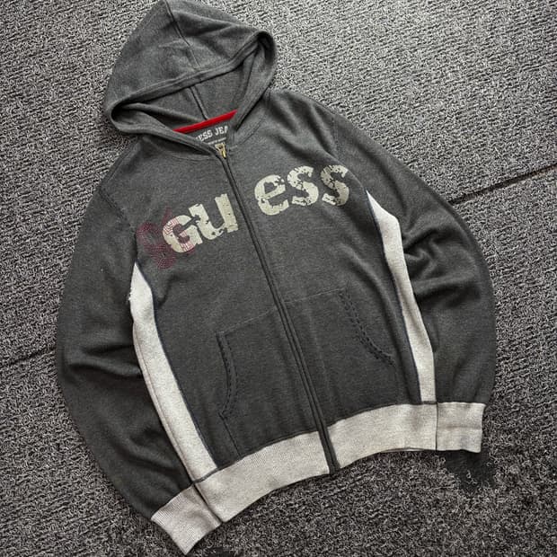 게스 빅로고 Y2K 후디 니크 집업 3114