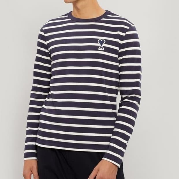 AMI 아미 스트라이프 긴팔 롱슬리브 티셔츠(S)