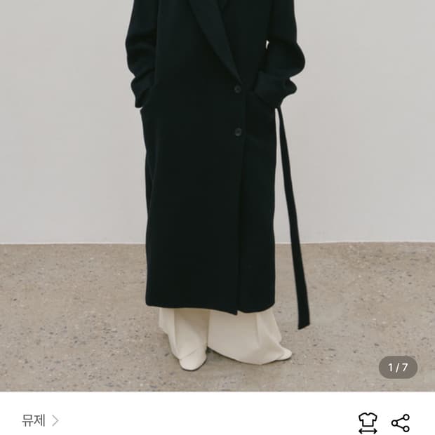 뮤제 더블 롱코트 블랙 s 