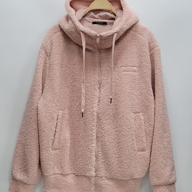 GUESS 21FW 게스 플리스 후드 집업 자켓 / 남 L 라이트핑크
