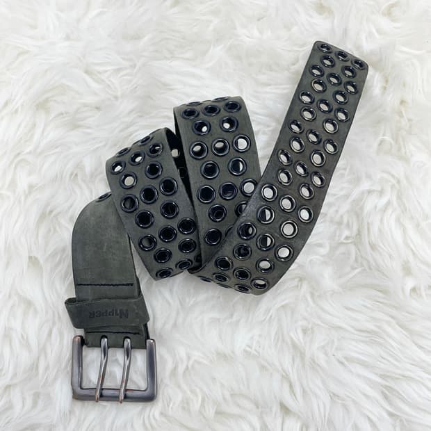 리얼레더 그런지 펀칭 버클 벨트