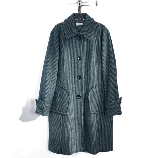 빈티지 블루 그린 울 코트