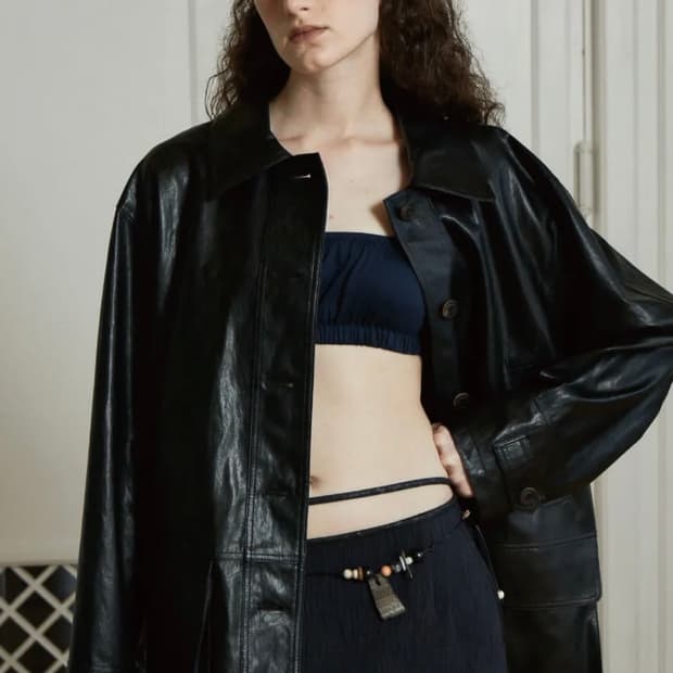 베르소 레더 자켓 하프