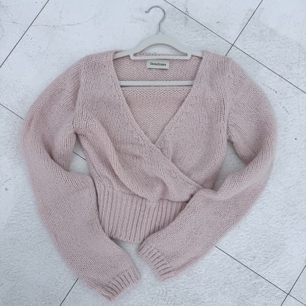 쓰리타임즈 랩 니트 탑 핑크