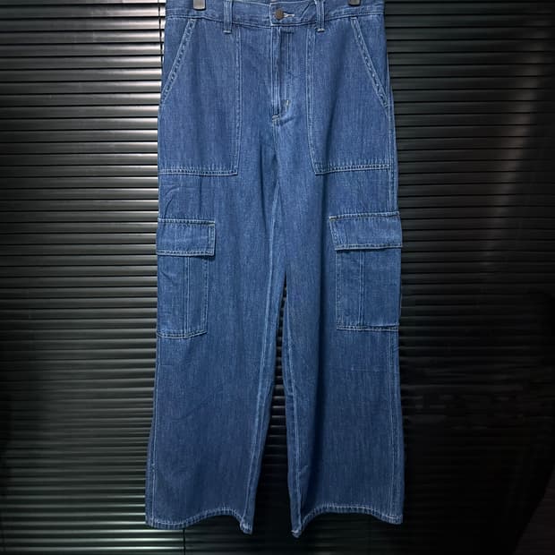 GU 지유 진청 데님 카고 와이드 M 28 29 파라슈트 퍼티그 워크