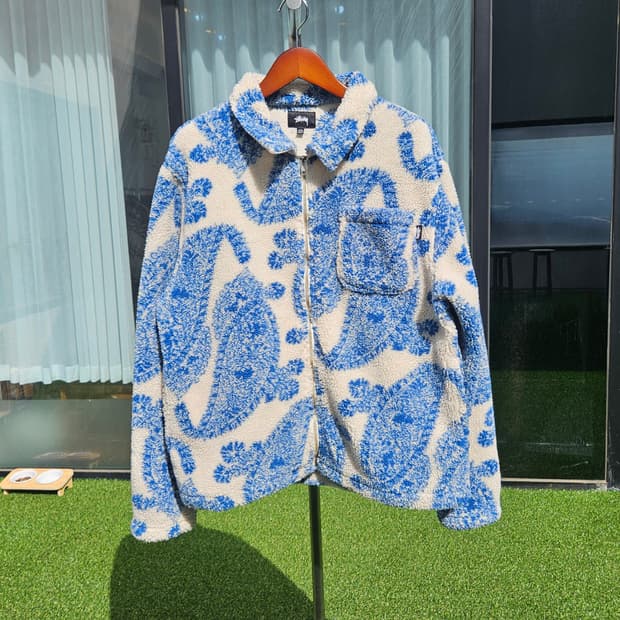 스투시 페이즐리 셰르파 후리스 자켓