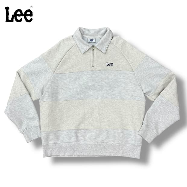 LEE 리 스트라이프 배색 카라 반집업 럭비티셔츠