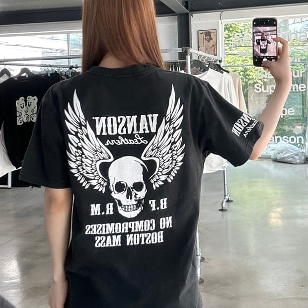 벤슨 스컬윙 워시드 반팔티