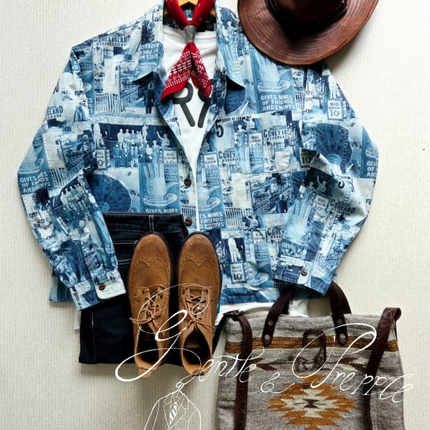 더블알엘 RRL 올드프린트 캠프셔츠