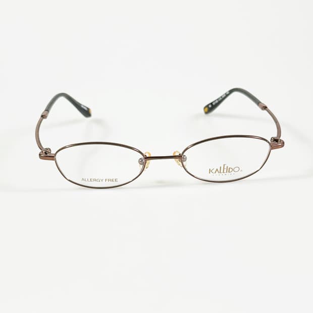 90s KALEIDO 슬림 오벌 브라운 메탈 빈티지 안경