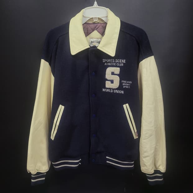 SCENE 80s 울 레더 초빈티지 바시티 자켓 스타디움 자켓 