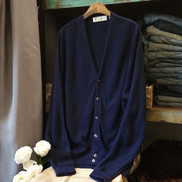 90s 아메리칸 빈티지 가디건 브이넥 가디건 버튼 클로져 네이비 xl