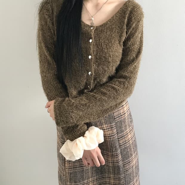 (Vintage)Check slit skirt