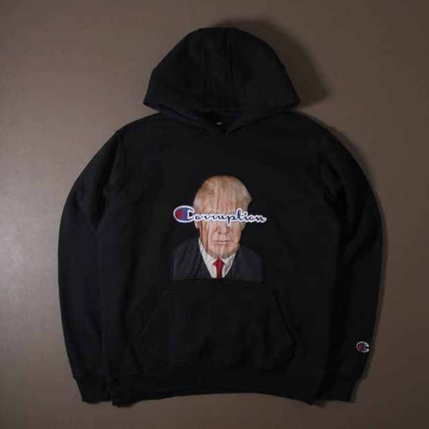 Champion 챔피온 스트리트 패러디 프린팅 기모 블랙 후드