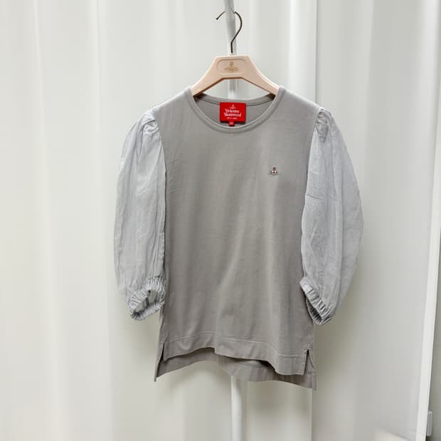 비비안웨스트우드 소매 퍼프 반팔 티셔츠 그레이