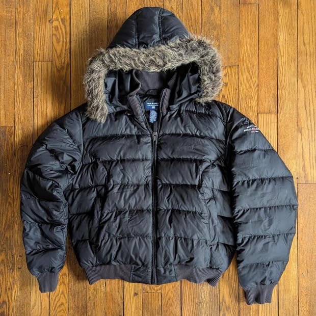 폴로 진스 컴퍼니 다운 봄버 자켓 블랙