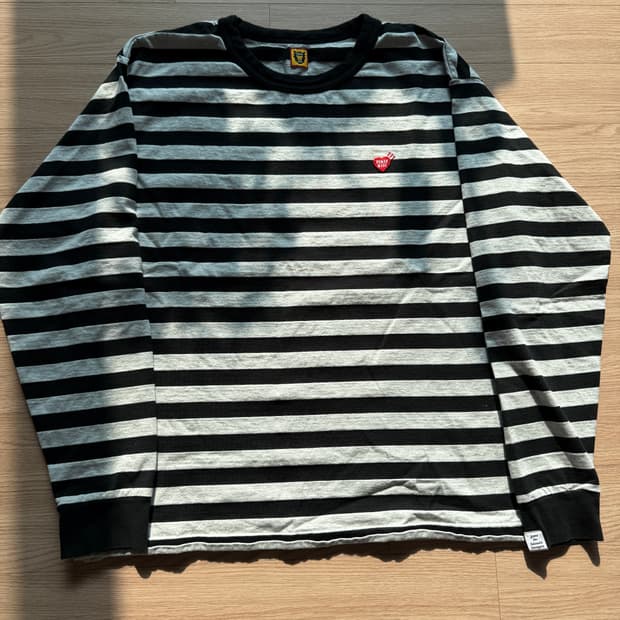 17SS 휴먼메이드 하트 로고 스트라이프 롱슬리브 티