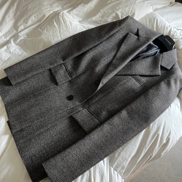 [48] 우영미 그레이 체크 블레이저