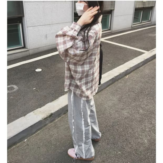 피치 체크 셔츠
