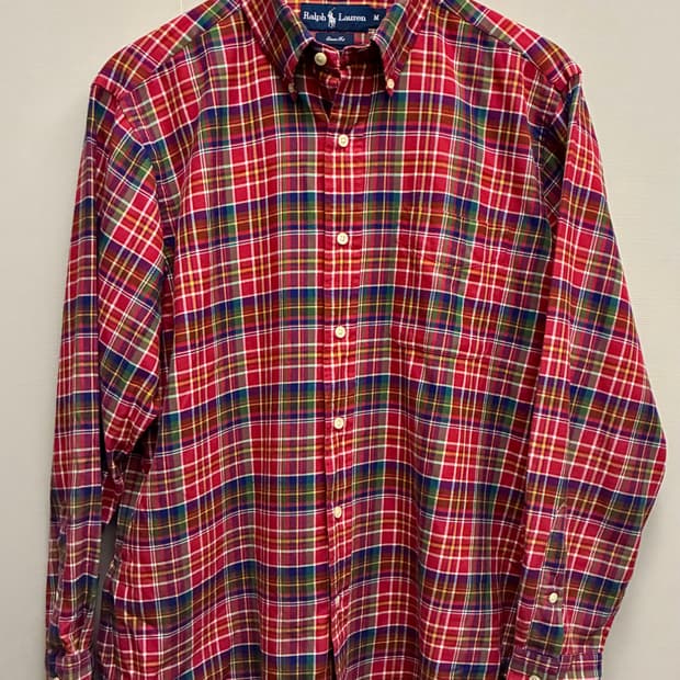 (M/100)POLO 폴로랄프로렌 마드라스 코튼 버튼다운 체크셔츠