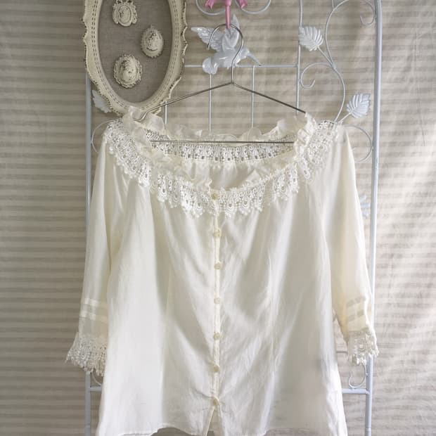 jpn vintage ivory detail blouse