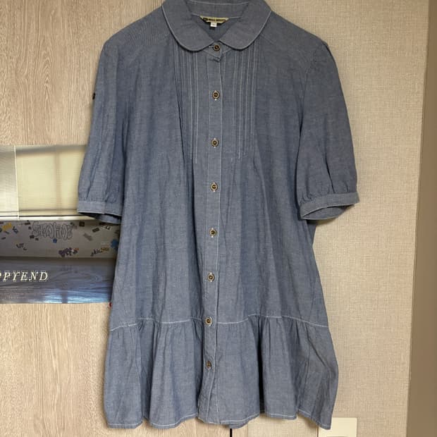 마루 빈티지 모리걸 연청 데님 홍콩 블라우스