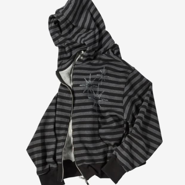 언타이틀 스트라이프 후드집업
