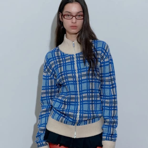 스컬프터 Mohair Check Zip-Up Multi Blue 집업