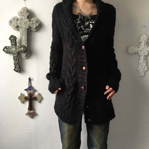 산빈티지 롱가디건