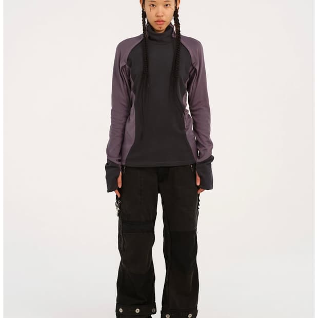 Mock Neck Top Ash Purple
