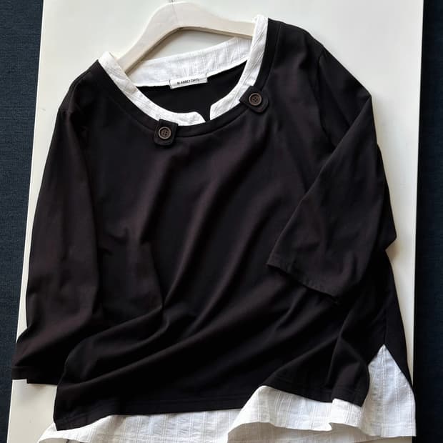 Design layer cotton 3/4 sleeve TOP