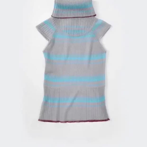 High neck stripe vest / grey