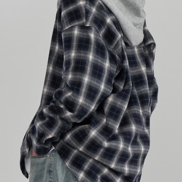 언탭트 스튜디오 시티보이 빅 오버핏 플레이드 체크 셔츠