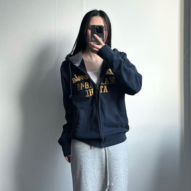 후아유 y2k 와투케 네이비 후드집업